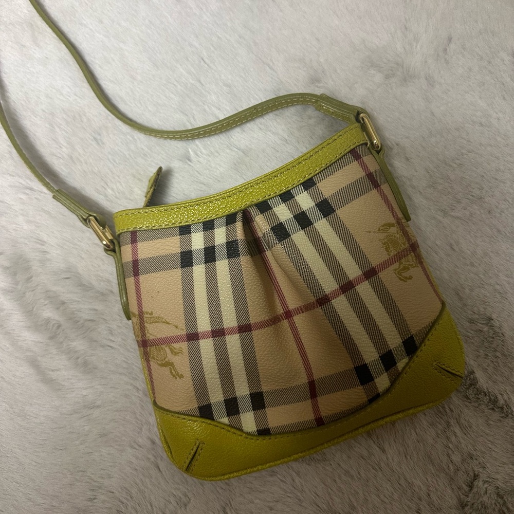 burberry haymarket lime green crossbody bag